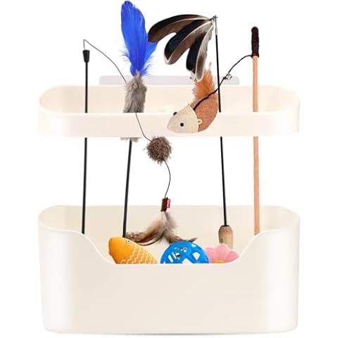 Cat Toy Organizer,Durable Cat Wand Toy Storage Rack,Cat Feather Toy Holder Pet Toy Storage Box,Cat Teaser Wand Toys Accessory Storage Holder,Pet Toy Holder for Organizing Cat Toys Cover
