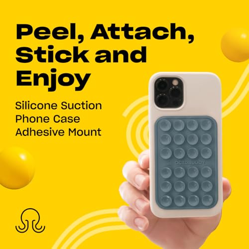 Image of OCTOBUDDY Classic MAX - Silicone Suction Phone Case Adhesive Mount - Hands-Free, Strong Grip Holder for Selfies and Videos - iPhone and Android Compatible - 2.6″ x 3.9″, Shade Gray