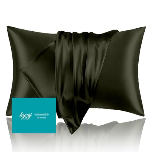 Mulberry Silk Pillowcase for Hair and Skin Queen Size 20"X 30" with Hidden Zipper, Softer Than Silk Pillow Cases Queen Smooth Cooling Pillow Covers for Sleeping(Olive Green,Queen,1Pcs) ﻿ - image 1