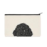 WIRESTER Canvas Zipper Makeup Bag, Cosmetic Pouch, Organizer Case for Women Girl, Multi-Purpose Travel Cosmetic Bag - Black Toy Poodle Dog