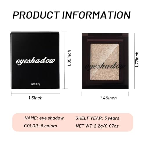 Image of WanTuoluo Sparkly Eyeshadow Palette for Women, Single Monochrome Eye Shadow Makeup, Shiny Pressed Cream Powder, Blendable Natural sombras para ojos, Holographic,Vegan,Travel (06-Glitter-Rose Glod)