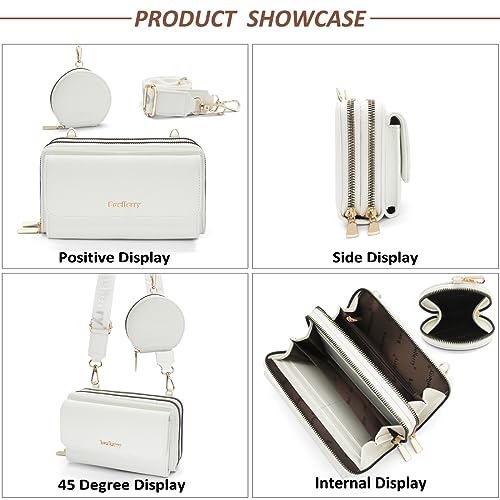 Handytasche zum Umhängen Kleine Handy Umhängetasche Damen PU Leder Handytasche mit Geldbörse zum Umhängen Crossbody Schultertasche mit Kartenfächer, Verstellbarem Schultergurt (Weiß) – Bild 5
