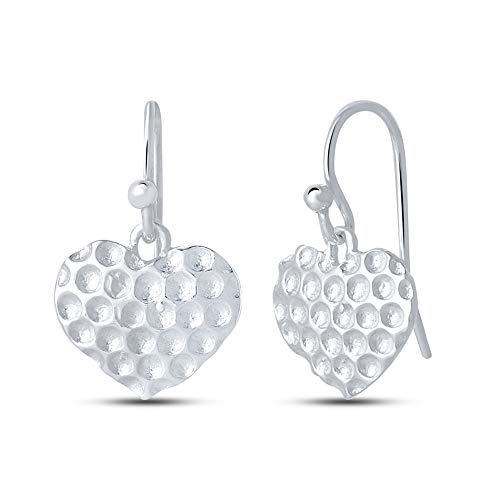 Charmsy Plata Sterling liviana joyería de plata en forma de corazón pendientes dangler gota de la muchacha adolescente de 22 mm Cover