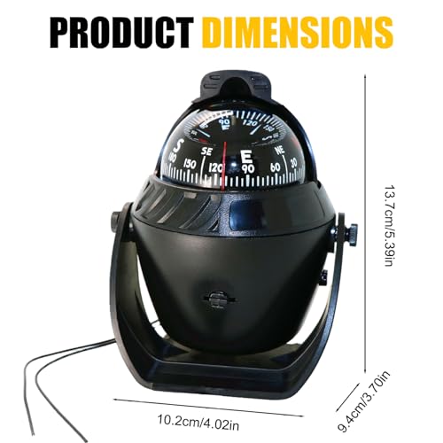 Compas de bateau encastré rétroéclairé LED pour navigation de tableau de bord