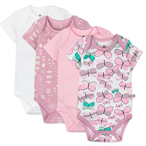 Image of HonestBaby Unisex Baby Multipack Short Sleeve Bodysuits One-Piece 100% Organic Cotton