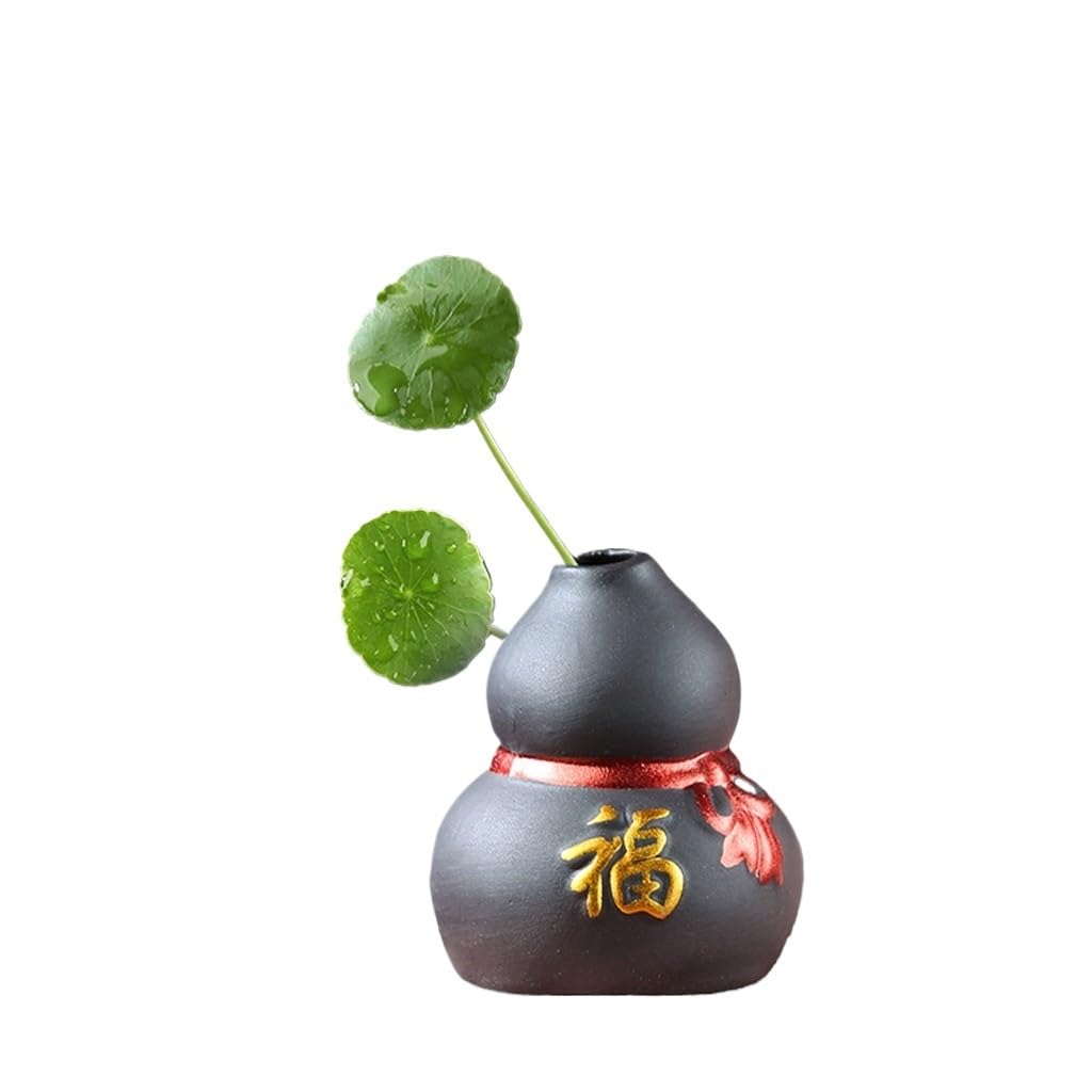 GELASIGE Flower Pots Wufu Flower Pots, Chinese Purple Sand Ceramic Flower Pots, Hydroponic Flower Pots, Desktop Ceramic Small Ornaments Outdoor Flower Pots