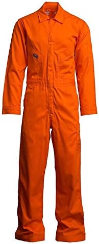 LAPCO CVFRD7OR-6XL TL Lightweight 100-Percent Cotton Flame Resistant Deluxe Coverall, Orange, 6X-Large, Tall