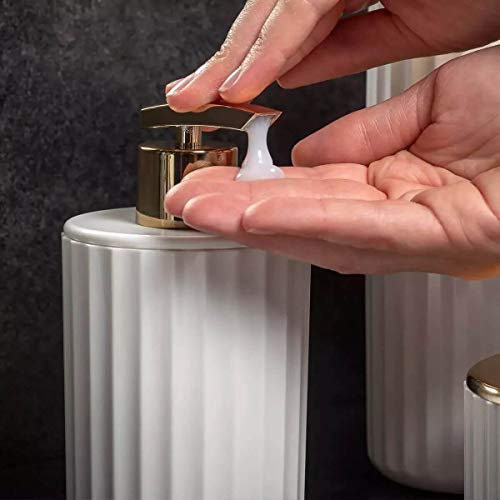 Conjunto Banheiro Lixeira Porta Escova Sabonete Líquido Porta Algodão Branco Fechado