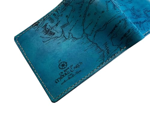 Image of Vintage Handmade Mens Wallet - Genuine Leather Bifold with Map Engraving, Customizable Gift - 7TE