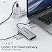 USB C Hub, QGeeM USB 4k to HDMI Adapter, 7 in 1 USB-C Dongle with 100W PD,USB 3.0, Card Reader, Compatible for MacBook iPhone 15/17 Ipad Pro max,Chromebook Laptop USB Type C Dock-Classic Grey