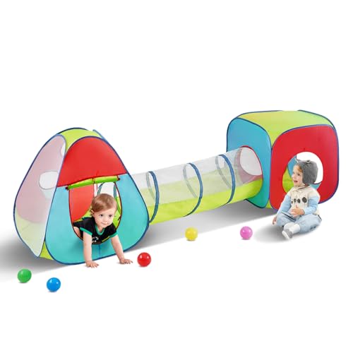 VEVOR Tente Tunnel de Jeu 3 en 1 pour Enfants, Maison de Jeu Pop-up intérieure/extérieure Sac de Transport et Sangles de Fixation comme Cadeaux pour garçons, Filles,...