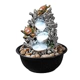 Indoor Tabletop Turtle Water Fountain with LED Light – Coastal Sea Life Desk Waterfall Feature with Soothing Sounds and River Rocks, Ocean Zen Decor for Home Office