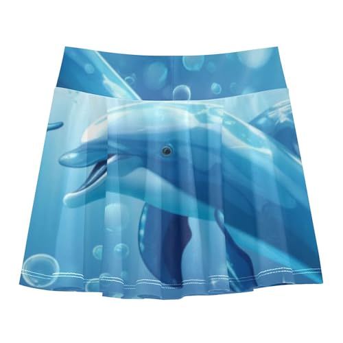 Girls Skorts Athletic Shorts Toddler Tennis Skirts Clothes Cheer Skirt Playful Dolphins Underwater Blue 3t2