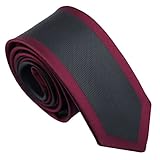Coachella Ties Panel Vertical Stripes Bordered Necktie Men's Skinny Tie (Black/Burgundy)