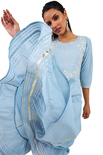 Image of Soch Women Cotton Embroidered Layered And Tiered Dress Kurta