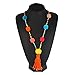 LUREME Women's Bohemian Handmade Colorful Pom Pom Long Beaded Chain Tassel Necklace (nl005629)