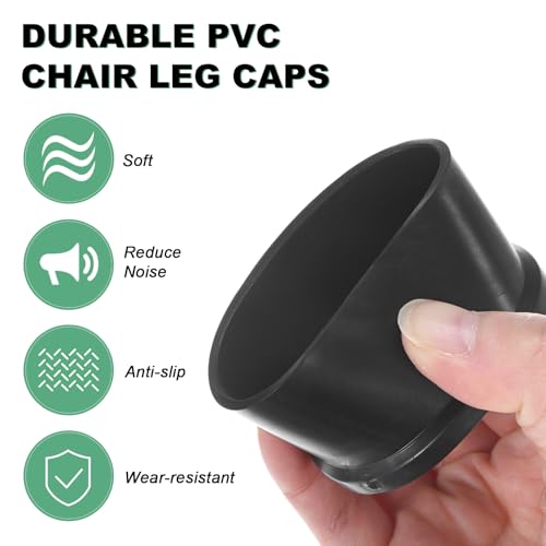Image of M METERXITY 8-Pack Chair Leg Caps, 2 Inch(50mm) PVC Chair Leg Floor Protectors for Folding Chairs /Metal Chairs /Furniture Table /Hardwood Floors, Round Non-Slip Cover End Tips [Black]