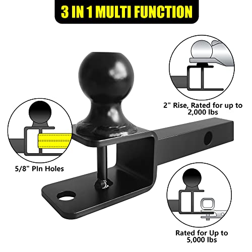 1-1/4" Solid Shank 3-in-1 ATV UTV Hitch with 2" Ball & Winch Strap Loop