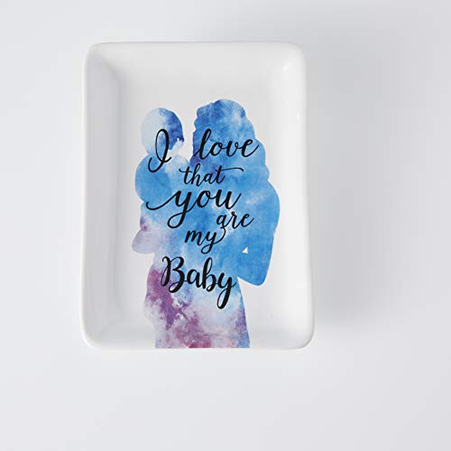 AmigasHome Sentimental Gift Ornament Ceramic Jewelry Ring Trinket Tray Plate for Baby Shower