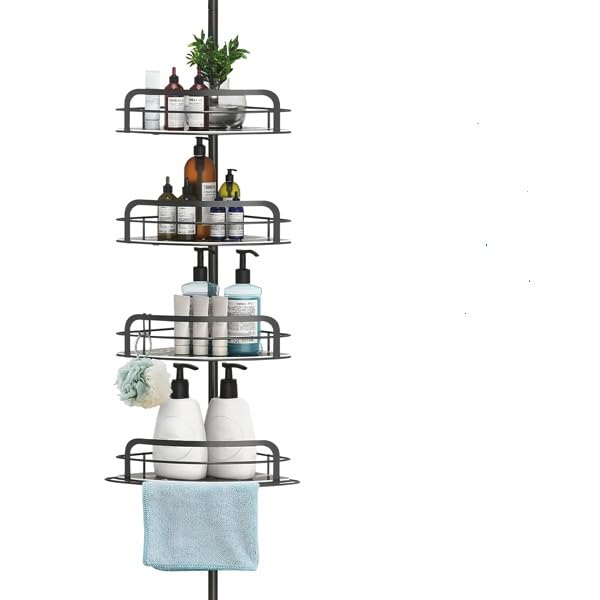 Shower Caddy Corner Fits 8 66 to 116 Inch Height Corner Shower Caddy Tension Pole Floor Standing Bath