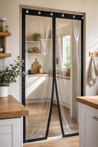 Image of CASA-NEST Magnetic PVC AC Curtain for Home & Office, 8 Feet Door Curtain Self-Closing, Dust, Insect & AC Cooling Protection,Transparent Heavy Duty Partition Curtain, PVC Thickness 0.30MM