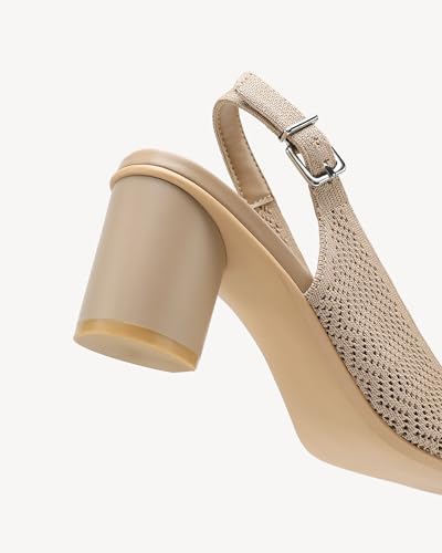 Women's Knit Pointed Toe Chunky Heel Sandals - Chunky Block Heel Summer Shoes, Breathable Sandals for Business and Daily Wear4