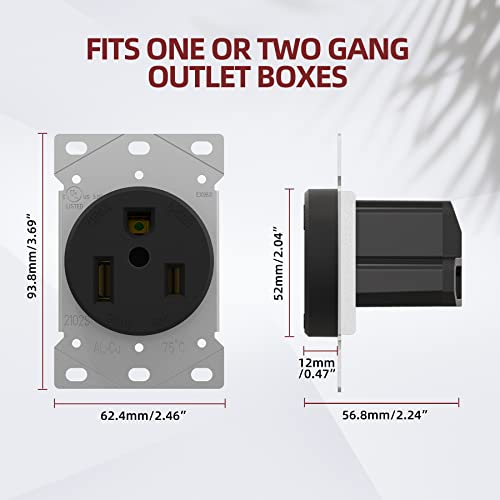 Nema 6-50R Receptacle 50A 250V Female Outlet 50 Amp 250 Volts Heavy Duty Industrial Grade Grounded Flush Mount Range Power Outlet For Welder, Plasma Cutter, Ev Charger, Ul Listed #TOP4
