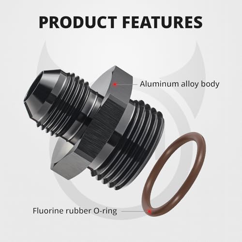 Image of EVIL ENERGY 8AN Flare to 12AN ORB Male 1PC Fuel Rail Adapter Fitting Black