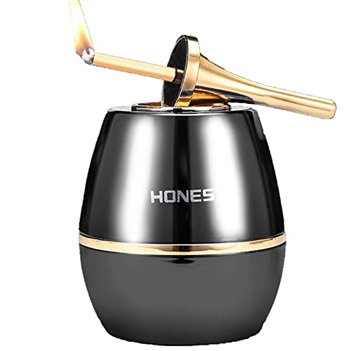 Electrique Briquet Torche en Métal de Table Rechargeable Gaz Butane 2 en 1 Flamme Rouge Allume-Cigare Coupe-Vent pour la Décoration de la Maison Cuisine BBQ,Black2,72 * 60cm