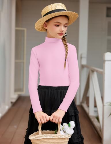 Image of Arshiner Girls Turtleneck Sweater Kids Long Sleeve Knit Pullover Tops
