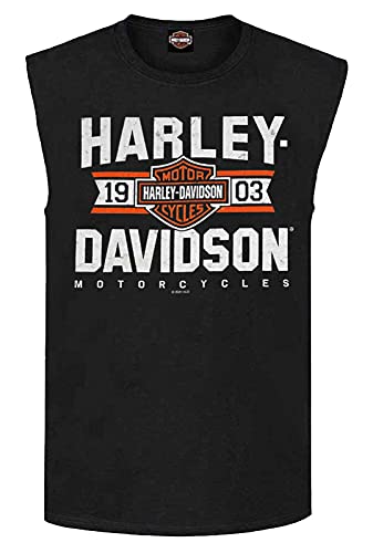 Harley-Davidson Men's Varsity B&S Sleeveless Cotton Muscle Shirt, Black