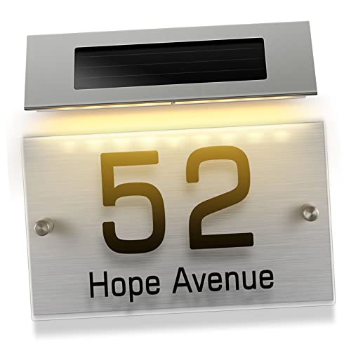 SOPOTUTU Lampe Solaire pour Numéro de Maison LED Couleurs Éclairage Extérieur avec Panneau Acrylique DIY pour Jardin Patio et