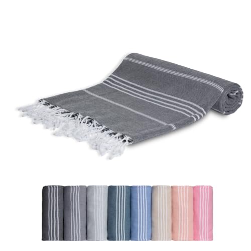 MEBY Toalla de sauna XXL (100 x 200 cm). Toalla de playa, toalla de baño, toalla turca hammam, toalla. 100% algodón (gris antracita)