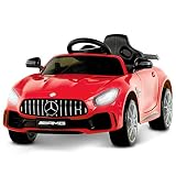 Uenjoy Electric Kids Ride On Car Mercedes Benz AMG GTR Motorized Vehicles with Remote Control, Battery Powered, LED Lights, Wheel Suspension, Music, Horn, TF Card, USB Port, Portable Handle, Red