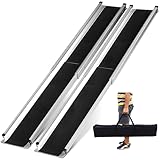 YASICA 車椅子 スロープ アルミスロープ 伸縮（105-183CM） 耐荷重300KG バッグ付き 持ち運び 介護用 滑り止め バリアフリー 車いす 台車 階段 玄関 段差解消 2本セット