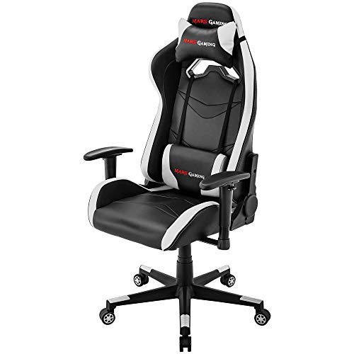 Mars-Gaming-MGC3BW-Silla-Gaming-Ergonomica-Cojin-Lumbar-y-Cervical-Blanco