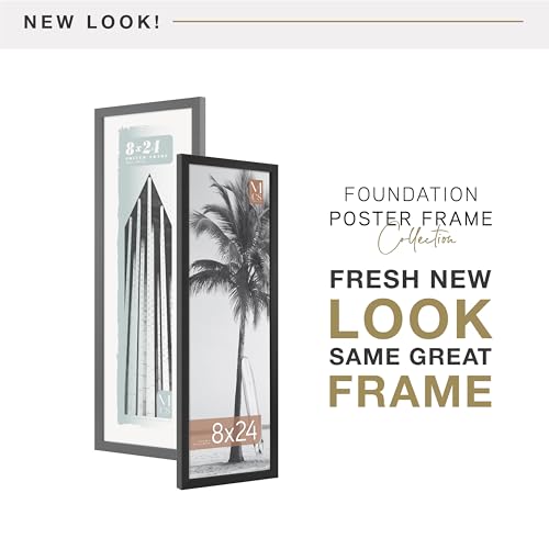 Image of MCS Foundation 8x24 Poster Frame Traditional Black, Vertical & Horizontal Wall Hanging Large Picture Frame for Photos, Panoramics, Posters & Art Prints (1-Pack)