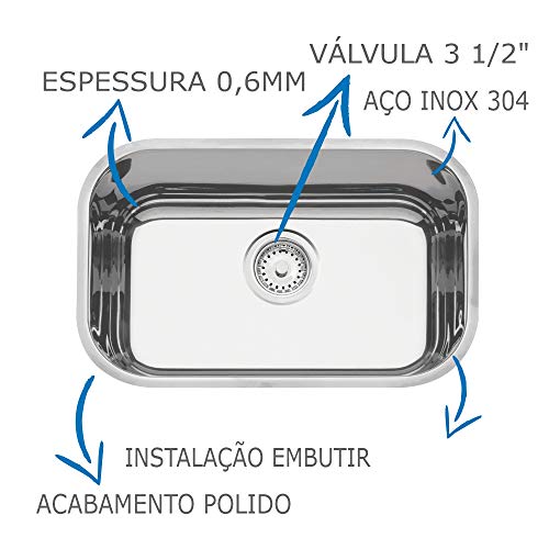 Cuba em Aço Inox Polido 47X30cm, Tramontina, 94052407
