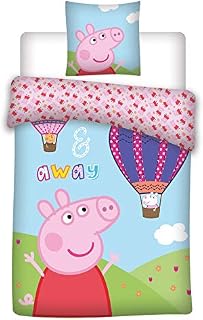 Peppa Pig Bed Linen, and The Balloon,Duvet set,Pillowcase 40 x 60 cm + Duvet Cover 100 x 135 cm, 100% Cotton Oeko-TEX