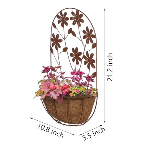 BAYN-2PKs-Wall-Hanging-Planter-Decor-Art-with-Flower-Metal-Wall-Mounted-Planters-Indoor-Outdoor-Wall-Planter-for-Succulent-Herb-Home-Garden-Yard BAYN 2PKs Wall Hanging Planter Decor Art with Flower Metal Wall Mounted Planters Indoor Outdoor Wall Planter for Succulent Herb Home Garden Yard