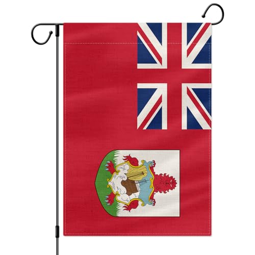 PTEROSAUR Bandera de jardín de Bermudas, bandera británica de Bermudas, arpillera de doble cara de 12 x 18 pulgadas para casa, patio, césped, decoración interior y exterior