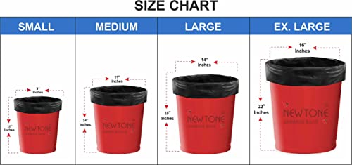 Image of Newtone Garbage Bags | Medium 19 X 21 Inches | 90 Bags (30 Bags X 3 Rolls) | Dustbin /Trash bin | Pouch Packing | (Black)