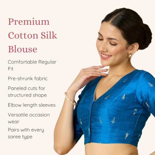 Image of Studio Shringaar Women's Handloom Cotton Silk Readymade Saree Blouse with Underarm Sweat Pads (Pack of 14 Pads)