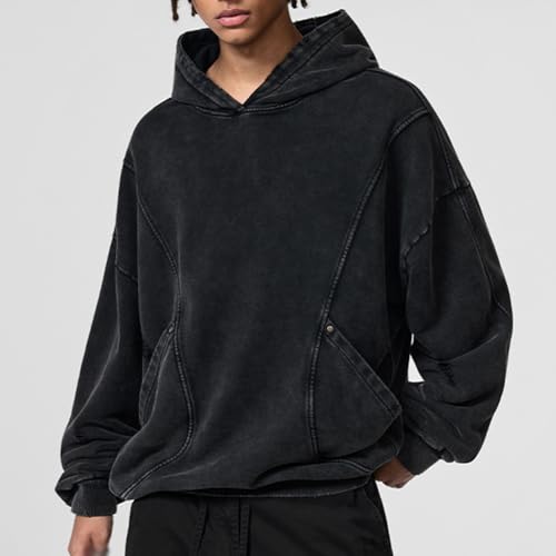 XYGJZ Ripped Hooded Sweatshirts for Men Oversized Solid Color Hoodie3