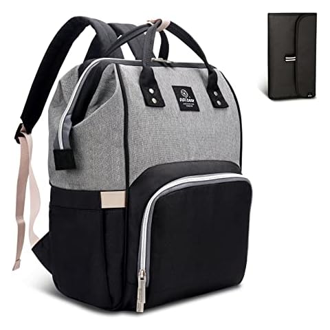 Diaper Bag Backpack,Pipi bear Baby Bag for Mom Dad,Multifunction Large Diaper Backpack with Changing Pad,Water Resistant and Durable, Gray Black Cover
