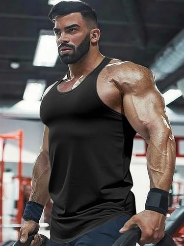 Mens Workout Tank Tops Fitness Bodybuilding Sleeveless Gym Muscle Stringer Shirts3