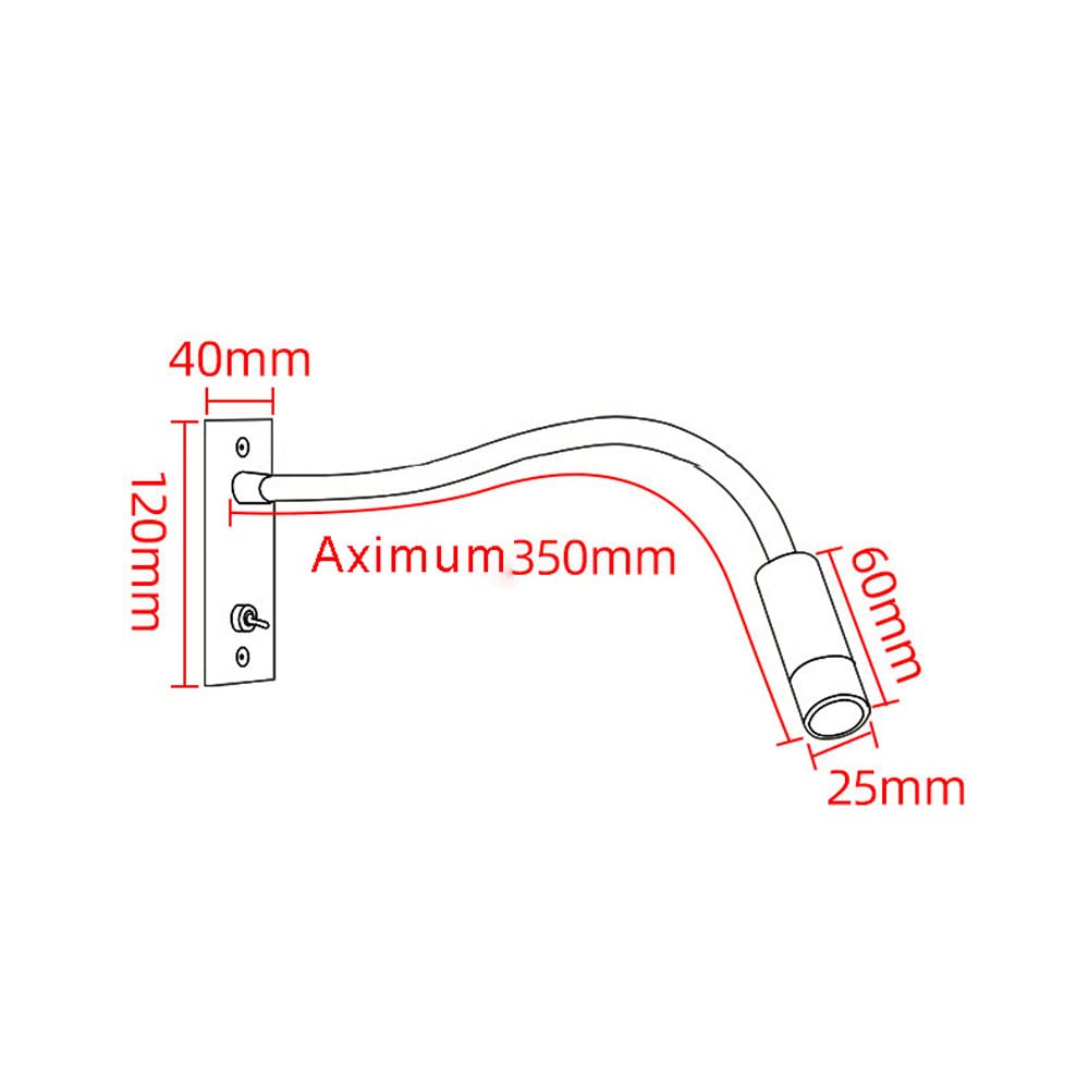 Lampada Da Lettura A LED RXPVUXE Per Testiera - Braccio Flessibile 360°, 3W, 3000K, Touch Control - Foto 5
