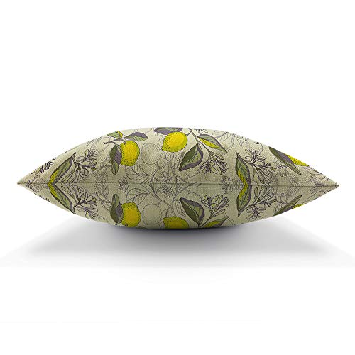 Ekobla Throw Pillow Cover Summer Lemon Floral Leaves Fresh Fruits Botanical Branches Nature Rectangular Throw Pillow Covers For Couch Sofa Home Decor Cotton Linen 12X20 Inch #TOP4