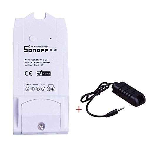 RPS Sonoff TH10 + Sonda Temperatura, Rele WiFi 2200W 10A 220, Compatible con Alexa y Google Home