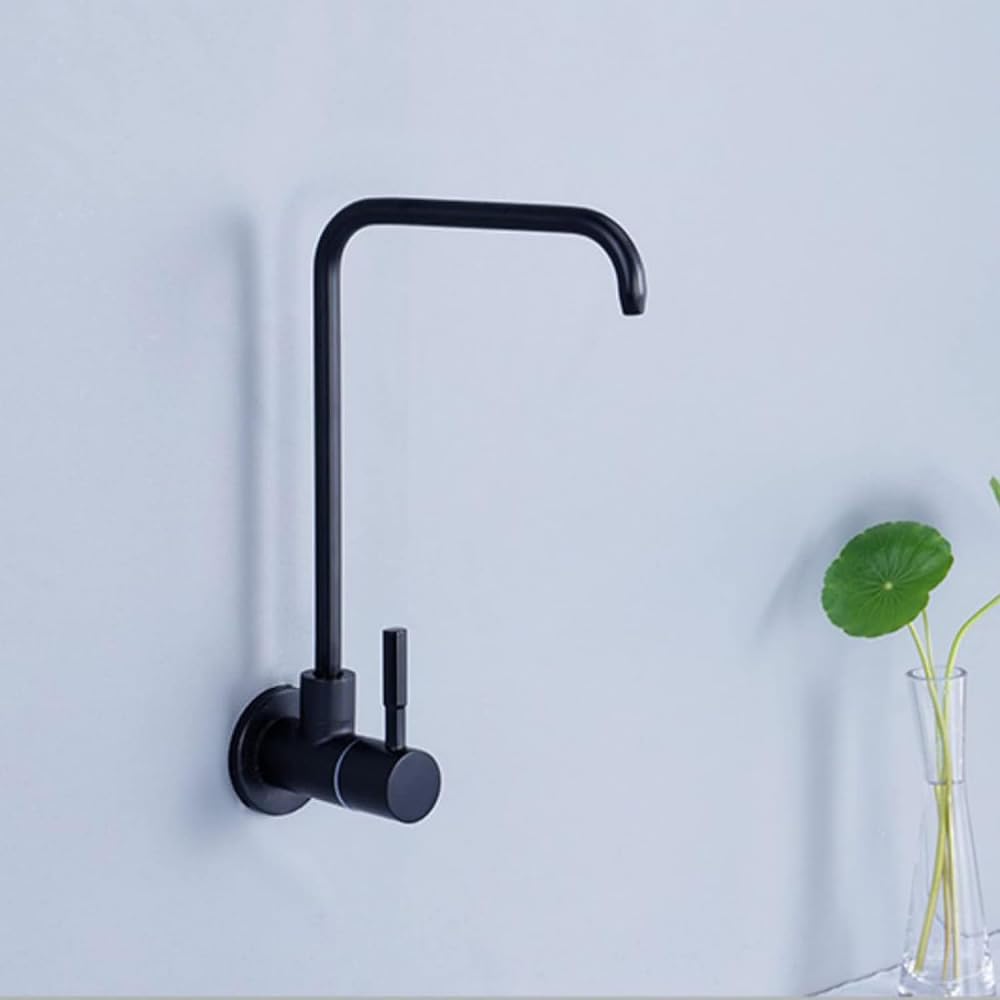 Grifo de Cocina con Filtro de Agua, Grifo de ósmosis inversa de un Solo Orificio, Grifo de Fregadero de Acero Inoxidable para Montaje en Pared, Color Negro (Negro)